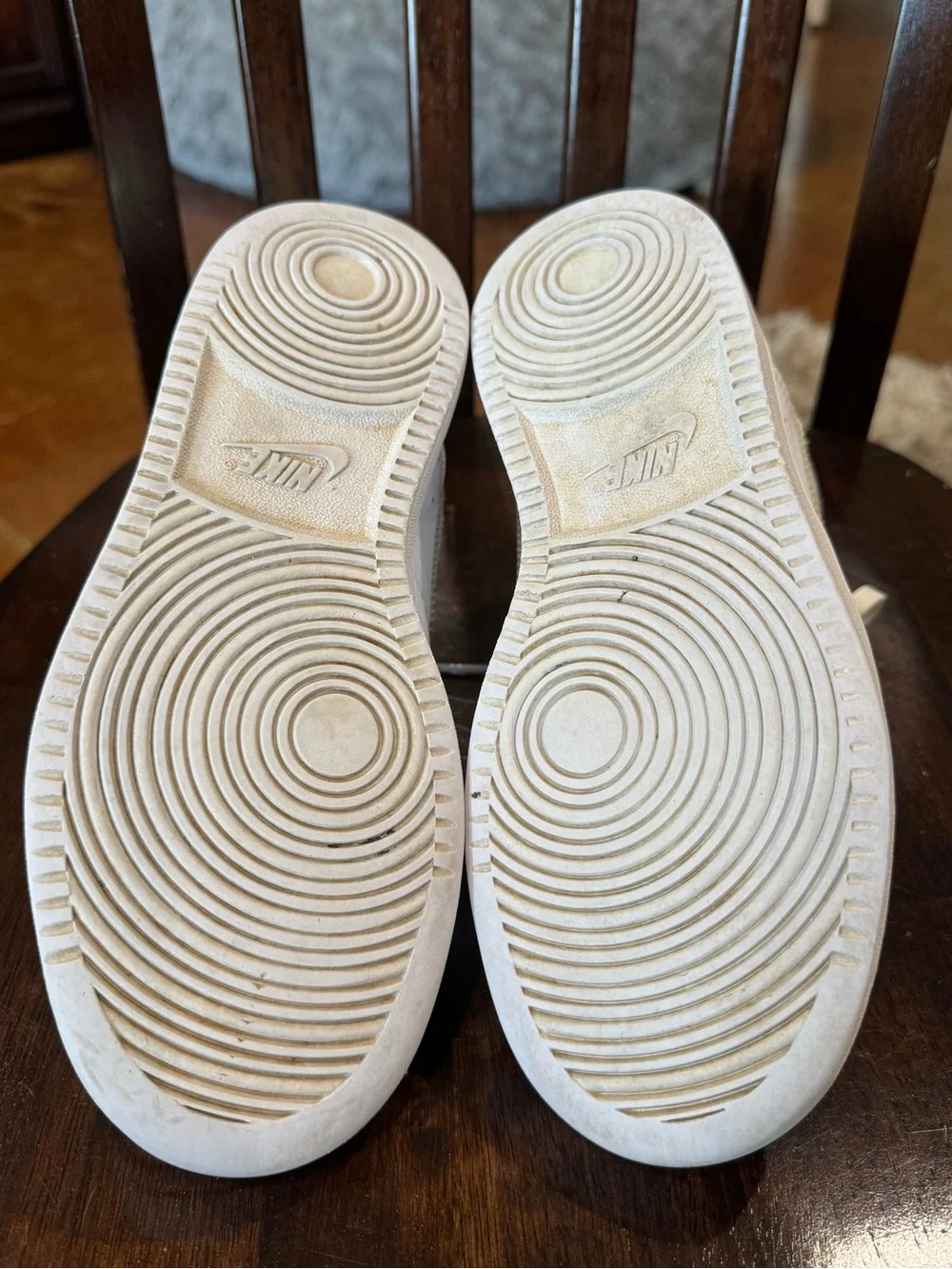 Nike White High-Top Sneakers with Holographic Swoosh (5.5 Y/7 W)